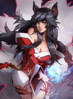 jurikoi:Foxy Ahri by jurikoiThis drawing is done! Experimented a lot with this one :3  &lt;3