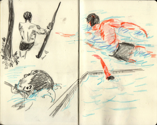 The swimmer sketchbook drawings