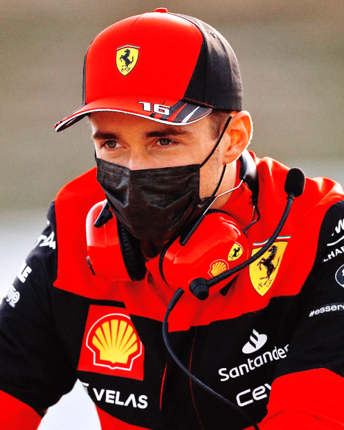 pinsaroulettes:BARCELONA, SPAIN - FEBRUARY 23, 2022: Charles Leclerc looks on from trackside during 