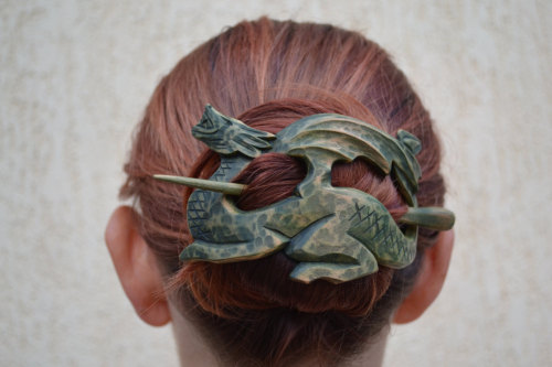 sosuperawesome:Hand Carved Dragon Hair Barrettes by Ivaylo Zlatev on EtsyBrowse more curated hair ac