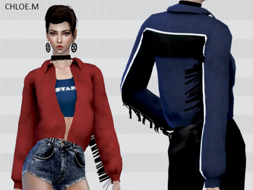 chloem-sims4:Jacket with TasselsCreated for: The Sims 4 7colorsHope you like it!Download:TSR