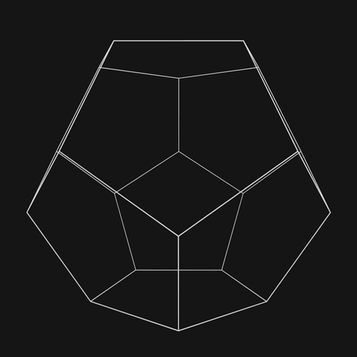 Contra-rotation of two identical DODECAHEDRONS (wire-frame, perspective projection, full-res)