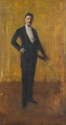   William Merritt Chase (American, 1849-1916), Colbert Huntington Greer, c.1886. Oil on canvas laid to board, 74 x 39 in.  