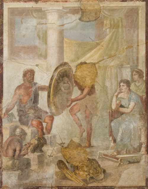 Hephaestus presents Achilles&rsquo; new weapons to his mother Thetis * Roman fresco, PompeiiSour