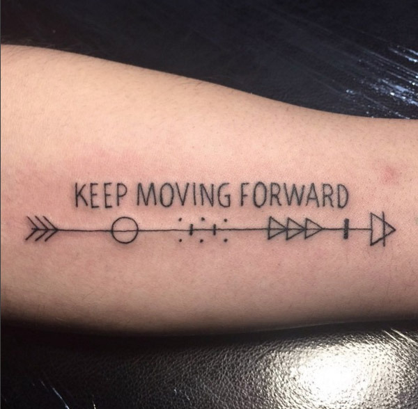 Hi everyone! Here is my tattoo! Top quote is Keep Moving Forward and the  bottom is dedicate your heart : r/attackontitan