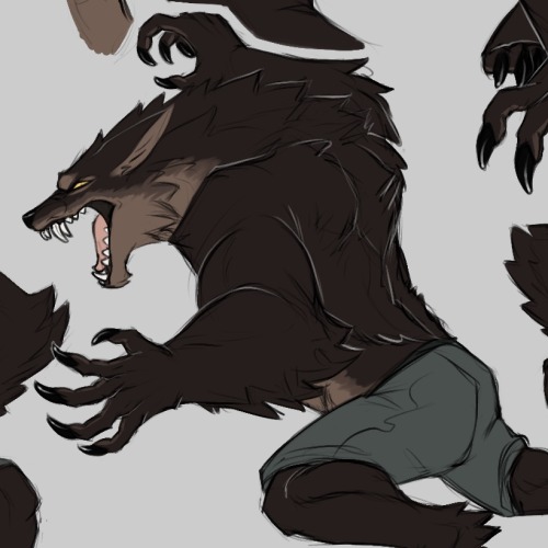 lunarismonstrum:More Werewolf Chris doodles using renders and screenshots of Nergi as pose reference