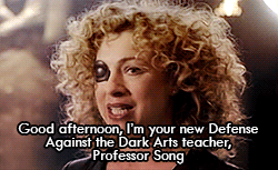 thewindstandsfair:  PotterWho AU: 1/3↳River Song as the new Defense Against the Dark Arts Professor.  Pretty neat. Although I think the First Doctor would be a better fit.