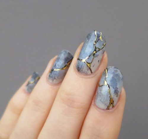 lovelynaildesigns: “Kintsugi or kintsukuroi is the Japanese art of fixing broken pottery with 