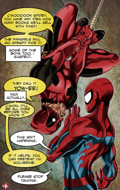 thispeepwithouttheglasses:  friendly reminder that these two exist  And most of their conversations go like this  And deadpool probably has a tumblr  okay byE                                               