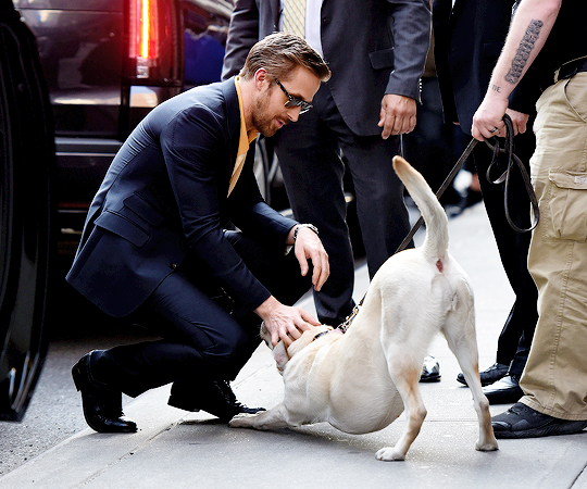 delevingned:  Ryan Gosling arrives at The Late Show with Stephen Colbert in NYC