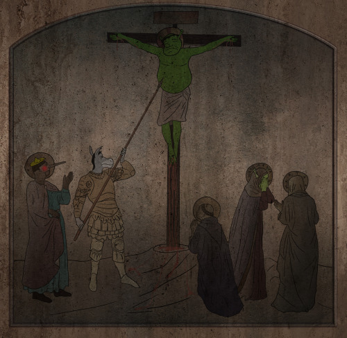 weirdpicturesofshrek: An X-ray was recently taken of Fra Angelico’s fresco depicting the cruci