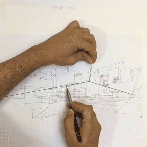 transcanadianhighway:lunariagold:itscolossal:WATCH: Ingenious Hack for Sketching with Two Point Pers