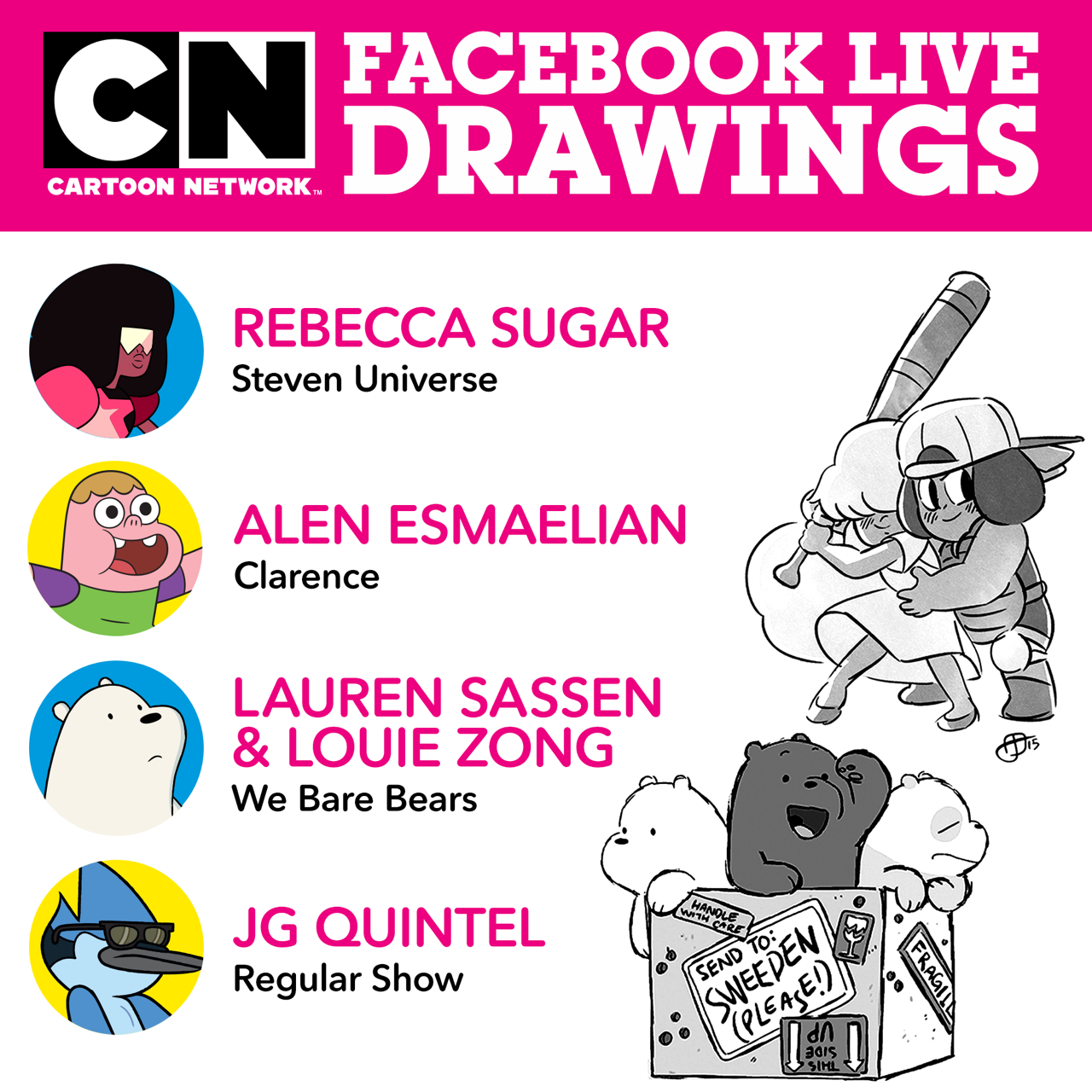 We have the stunning @rebeccasugar drawing something rad on Cartoon Network Facebook