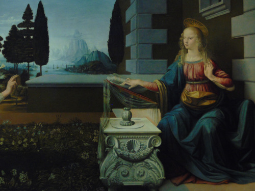 malinconie: Leonardo da Vinci, Annunciazione, 1472-1475, details