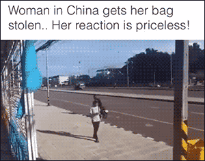 gs-goldstarz:  Thief: *hops off of motorcycle, steals woman’s bag, and runs away*Woman:
