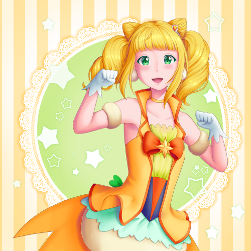 A small fanart of one of the newest precures, Cure Sparkle~Her design is so fun and fluffy-looking I