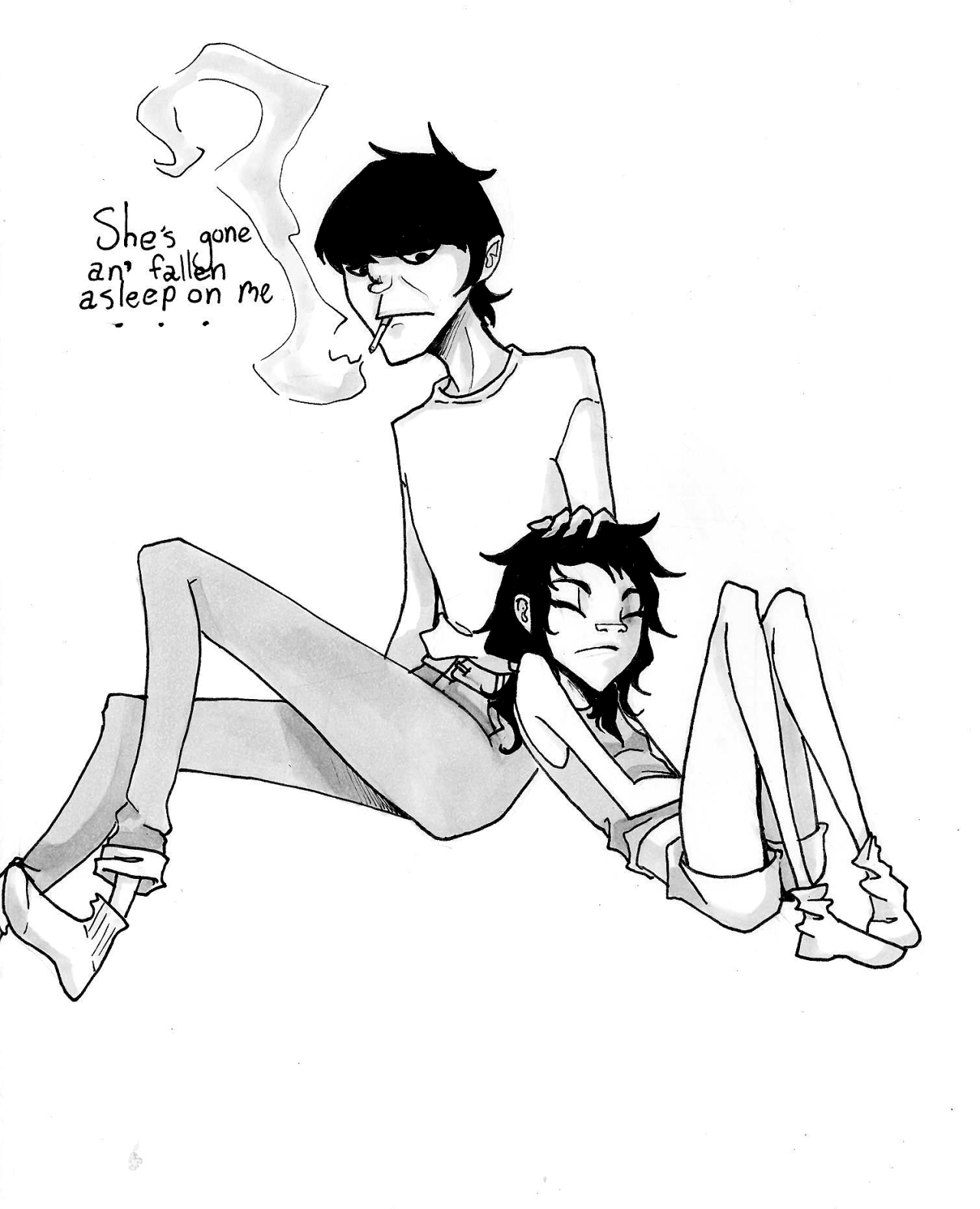 piixieguts:  Anon last night wanted some cute, domestic, phase 4 Noodle and Murdoc.