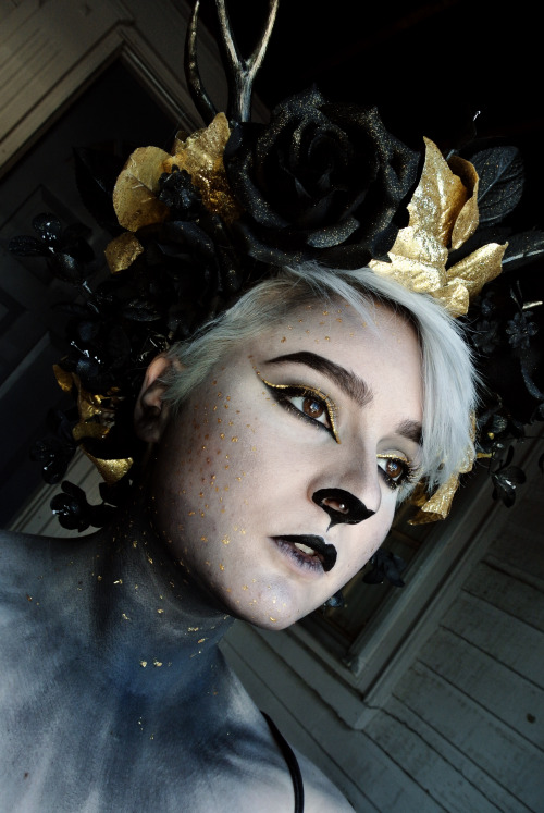 uponthemoorsx:  My very first makeup look of the new year! Inspired by Pitch Black from ROTG, since I’ve done my Fawn Jack numerous times and the stupid villain asshole needed some attention, too.All in all, 2015 was an incredible year for me as a makeup