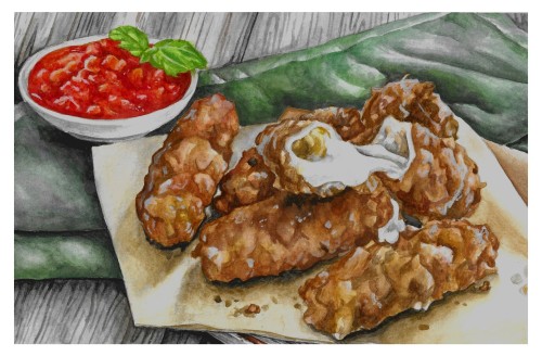 I Painted Mozzarella Sticks! This Was Made With Watercolor.