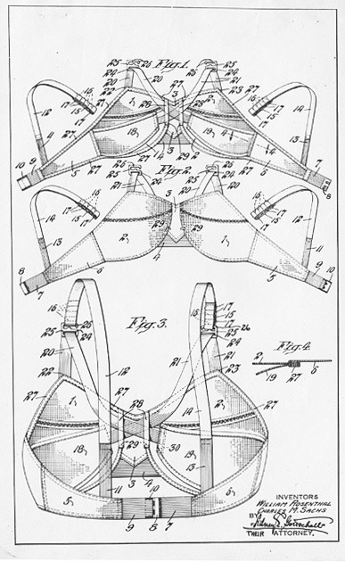 William Rosenthal and Charles M. Sachs, patent drawing for a Maidenform brassiere, 1938. Maidenform 