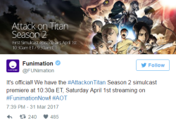 Funimation has announced a 10:30am Eastern