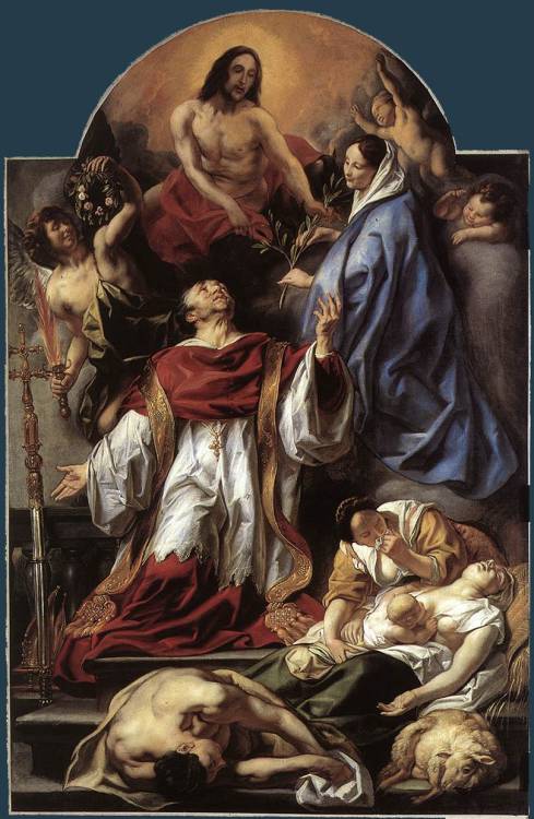 Jacob Jordaens (Antwerp, 1593 - 1678); Saint Carlo Borromeo cares for the plague victims of Milan, 1655; oil on canvas; Sint Jacobskerk, Antwerp