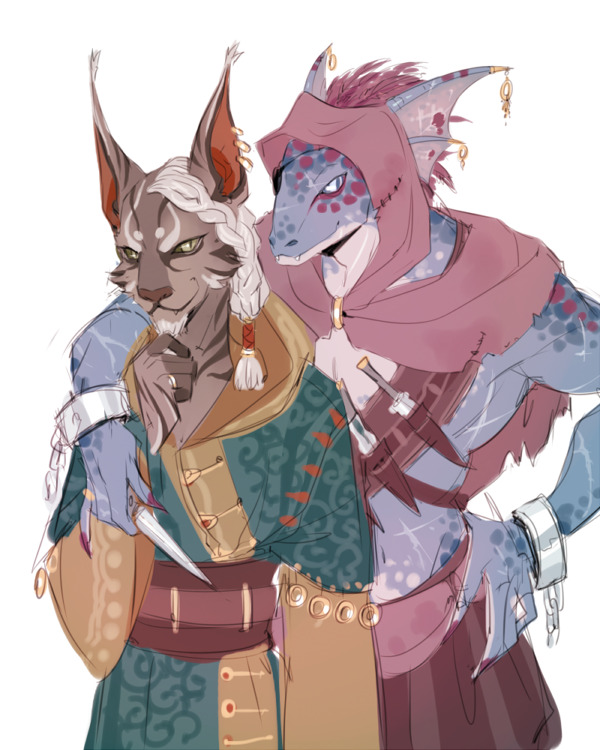 balamist: Jo’Rhirr and his best friend/boyfriend   back from caravan days; argonian