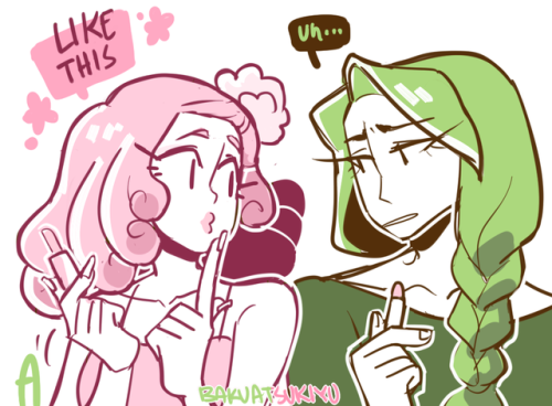 pink looks good with greeeenits glinda and elphie because i love them 8′(
