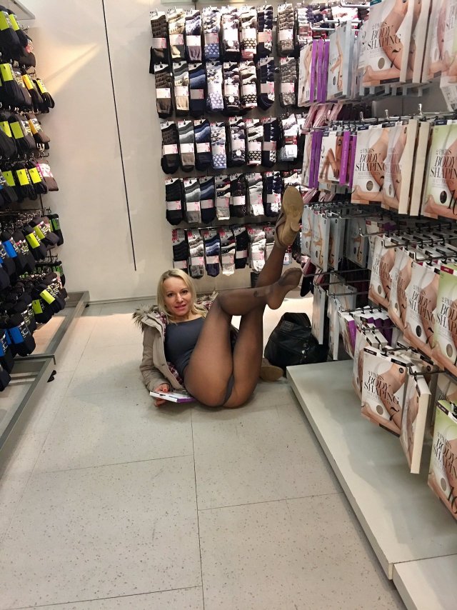fatallyneon:pantyhose-fan-1:“Doing me in the hosiery department might not be a good idea. Find a pair of your favorite pantyhose, and go into a fitting room? I’ll bring some lingerie to complete your fetish look.”