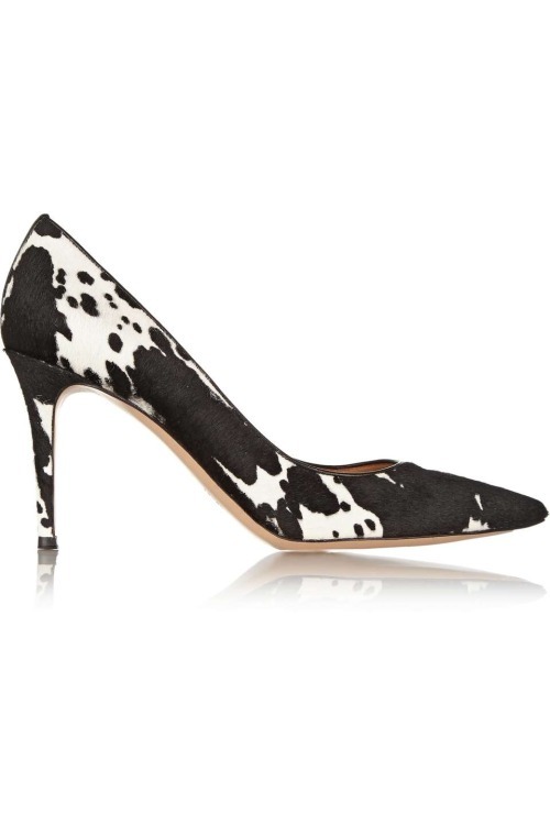 High Heels Blog Animal-print calf hair pumps via Tumblr