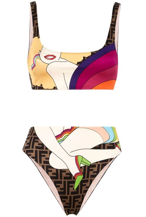  Fendi | multicolour bikini | Spring Summer 2022 | a tribute to fashion illustrator Antonio Lopez 