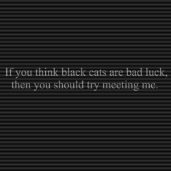 darklythinking:
““If you think black cats are bad luck, then you should try meeting me.” ”