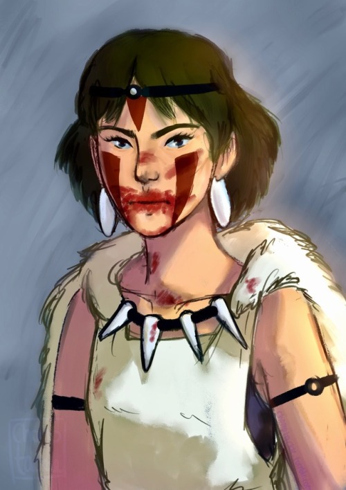 a quick redraw(? i gues) from one of my favorite studio ghibli movies,, princess mononoke !!