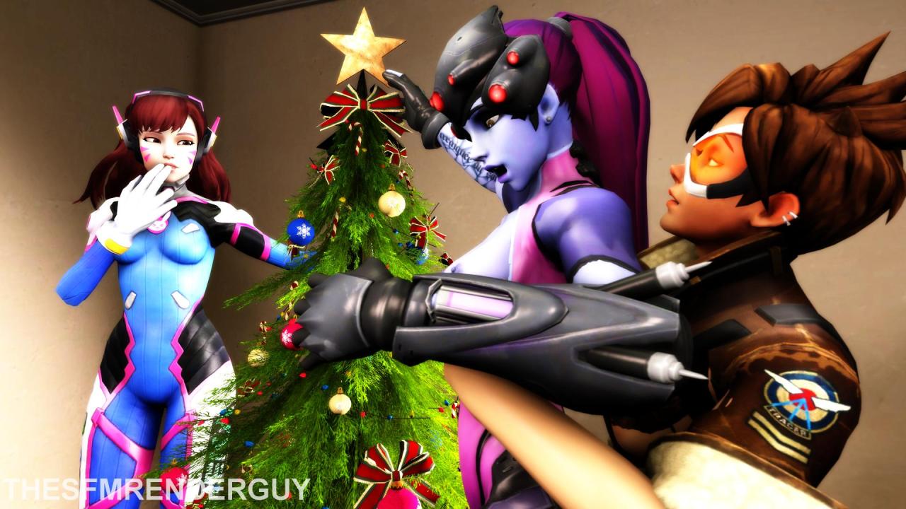 thesfmrenderguy:  Overwatch girls dressing a Christmas tree (Christmas special set)