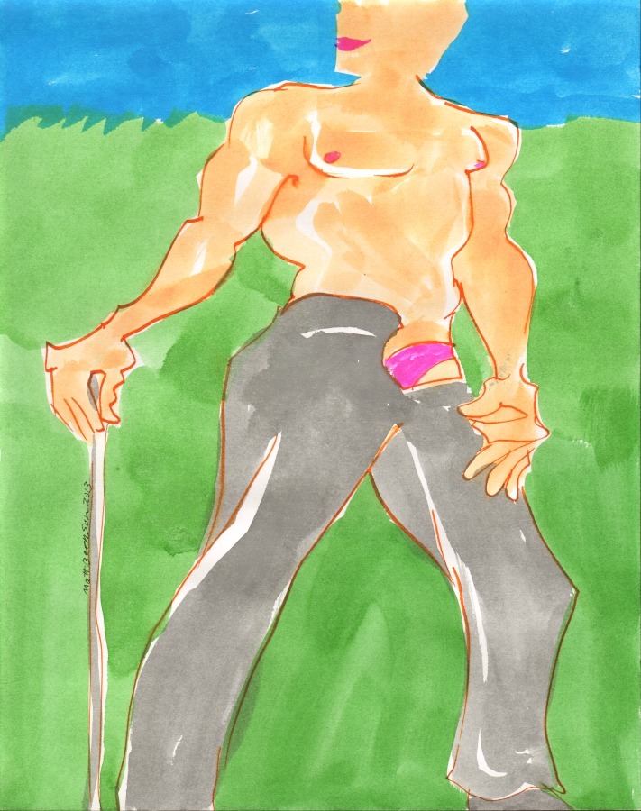 Drawings of Dale Stones done at Dr. Sketchy&rsquo;s Boston. Ink and watercolor