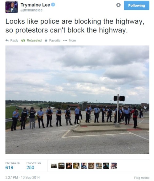iwriteaboutfeminism: Ferguson protesters gather for highway shutdown. Part 2