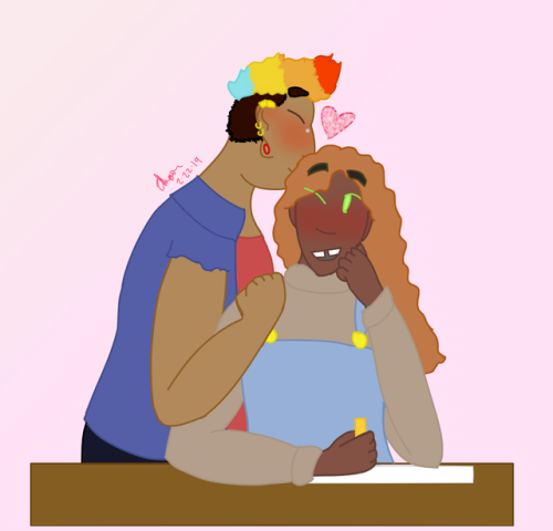 thegempage: [image description: a digital flat color painting of Aubrey and Dani from The Adventure 