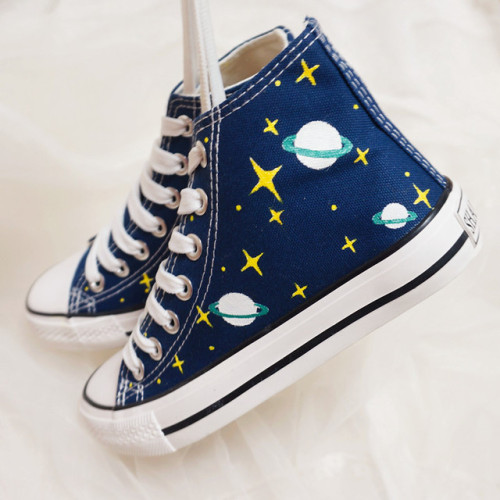 carnival-toys:  Universe galaxies high-top hand-painted canvas shoes sold by Harajuku fashion[u