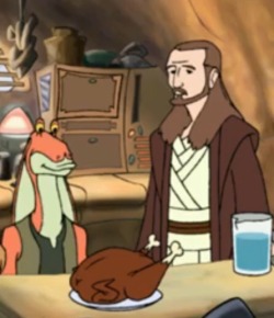 I love how unfazed Qui-Gon Jin is considering