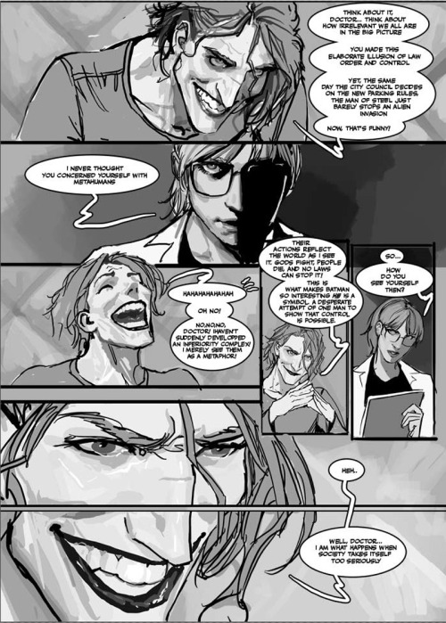 nebezial-asheri:  geekcomics:   Mad Love by   nebezial (stjepan sejic)   definitely better organized than the ones i posted. thank you!also,  i gotta learn how to tumblr better XD