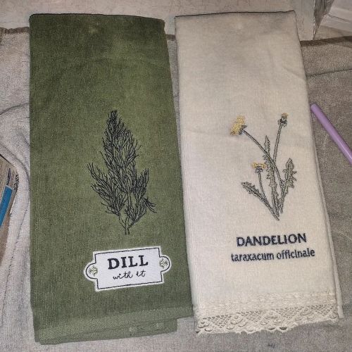 I succumbed to the pull of @joann_stores today. #springtowels #springtheme #dandelion #dill #dillwit