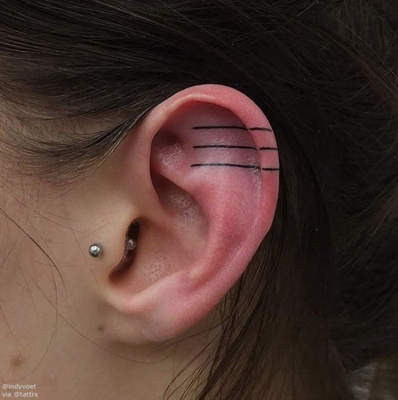 tattrx:  Indy Voet | Paris France / Brussels Belgium Hand-poked ear tattoos tumblr: