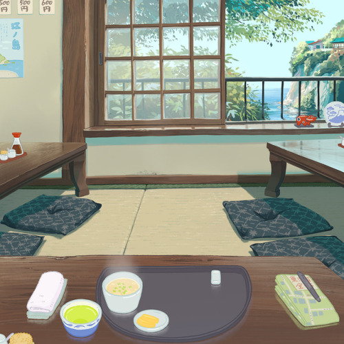 This is just a background I painted recently for Kana’s next Japanese foods loop animation. Sh