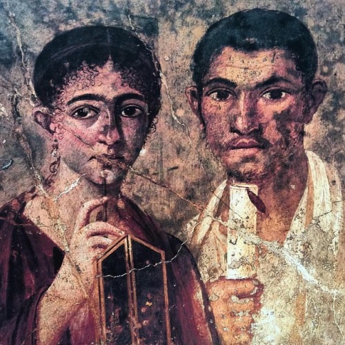 Wall painting from the House of the Terentius Neo from Pompeii. Believed to show Terentius Neo and h