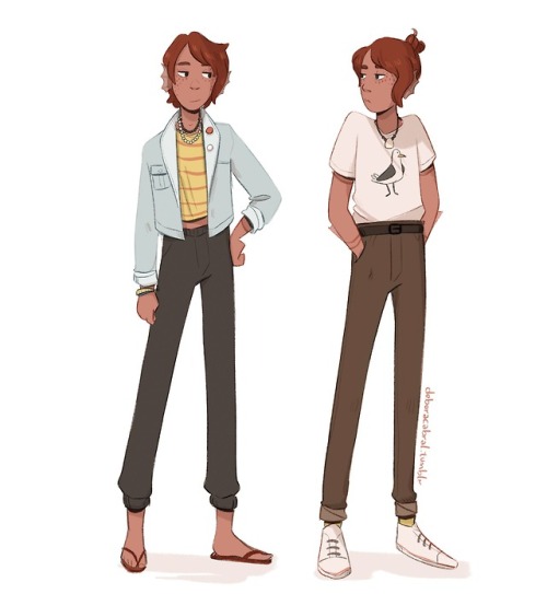 deboracabral:I saw people on twitter drawing their fantasy OCs in normal/modern outfits, so I drew t