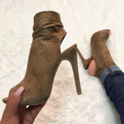 myshoebazar:  Side Zipper Peep Toe Bootie