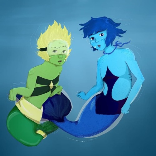 I wanted to do Lapis for MerMay, but I just couldn’t draw her without Peridot. This took me forever,