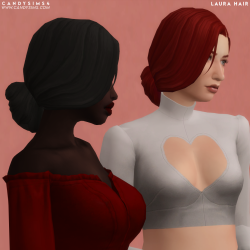 candysims4:LAURA HAIRAn adorable and casual bun hairstyle, with some loose strands for bringing that