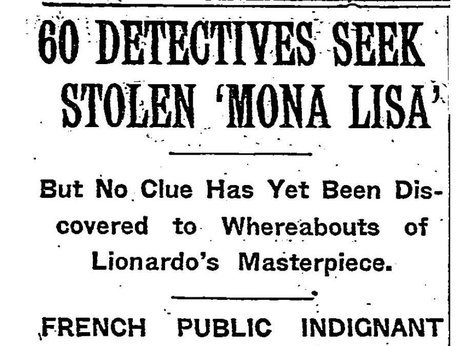 Mona Lisa Stolen,On August 21st, 1911 a little known still life artist set up his easel to make a pa