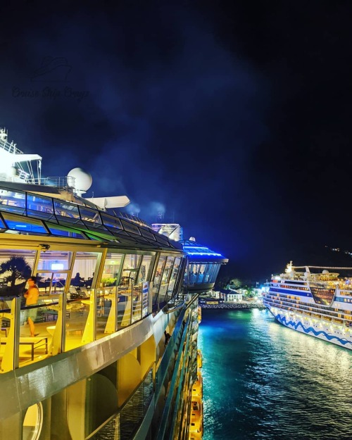 Oasis of the Seas and AIDADiva enjoying the moonlight in St. Martin!*** *** *** *** #cruise #cruis
